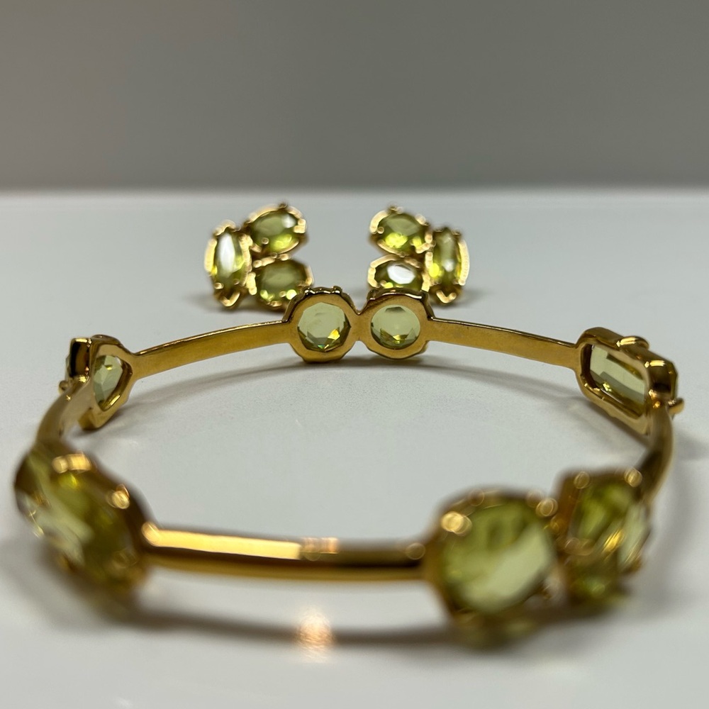 💛 Kate Spade Green Stone Bangle & Earrings Set